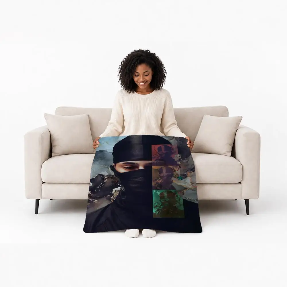 Trendy Rapper Freeze Corleone Throw Custom Printed Flannel Fleece Blanket for Sofa Bed Office Travel & Camping