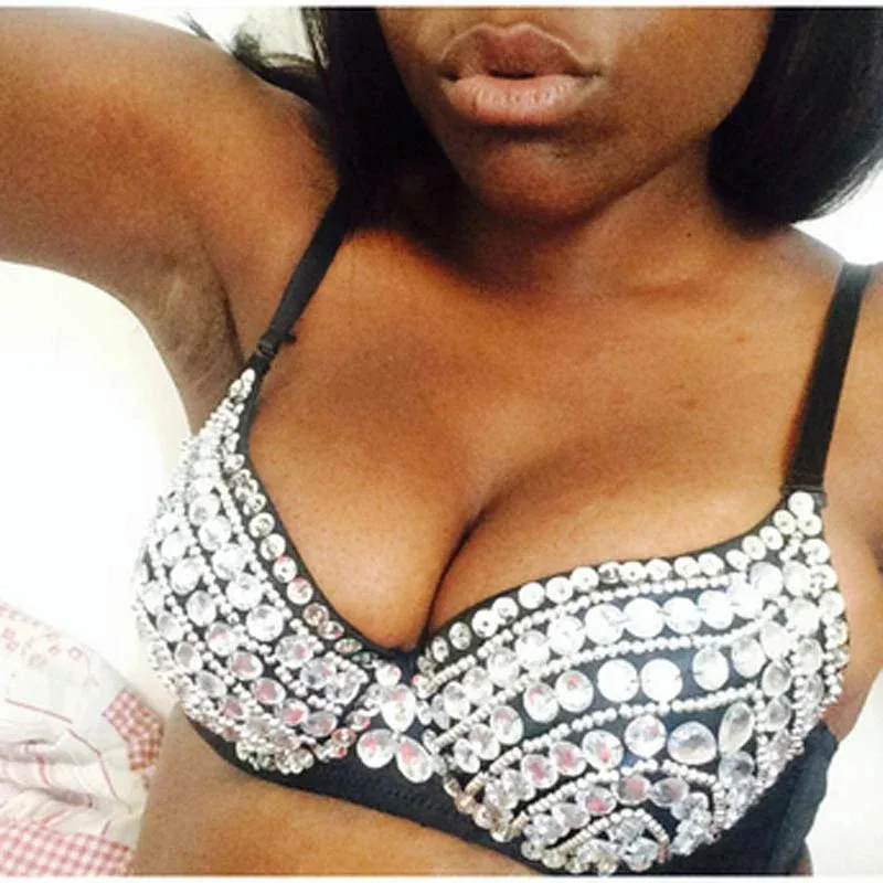 

Новинка 2025 года, женский бюстгальтер со стразами и блестками, сексуальный бюстгальтер пуш-ап с шипами в стиле панк, серебряный бюстгальтер, нижнее белье ☆ ☆ ☆ аа