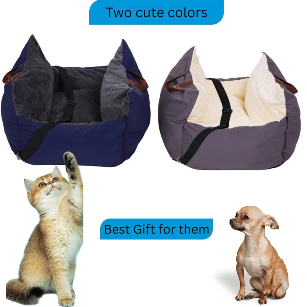 Asiento de coche grueso para mascotas, bolso de viaje desmontable y lavable, Ultra suave, portátil, cama de viaje para gatos y perros, suministros