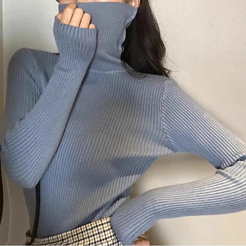 Women Cashmere Warm Sweater Turtleneck Thermal Solid Knit Pullovers Casual Office Sweater Jumpers For Women Autumn Winter