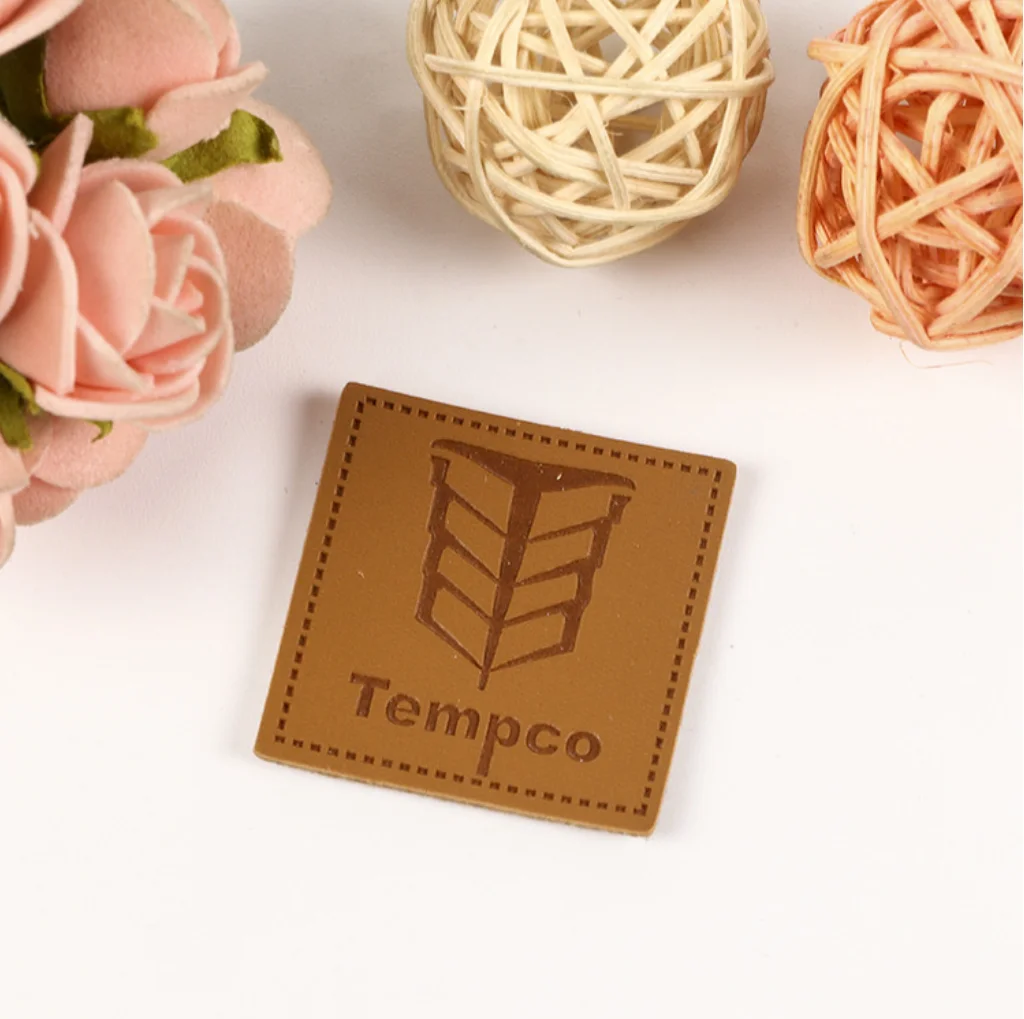 Customized 1000pcs embossed printed PU Leather Label/Tag badge patch for Jeans/clothing/Garment/Shoes/Bags with sewing view 2