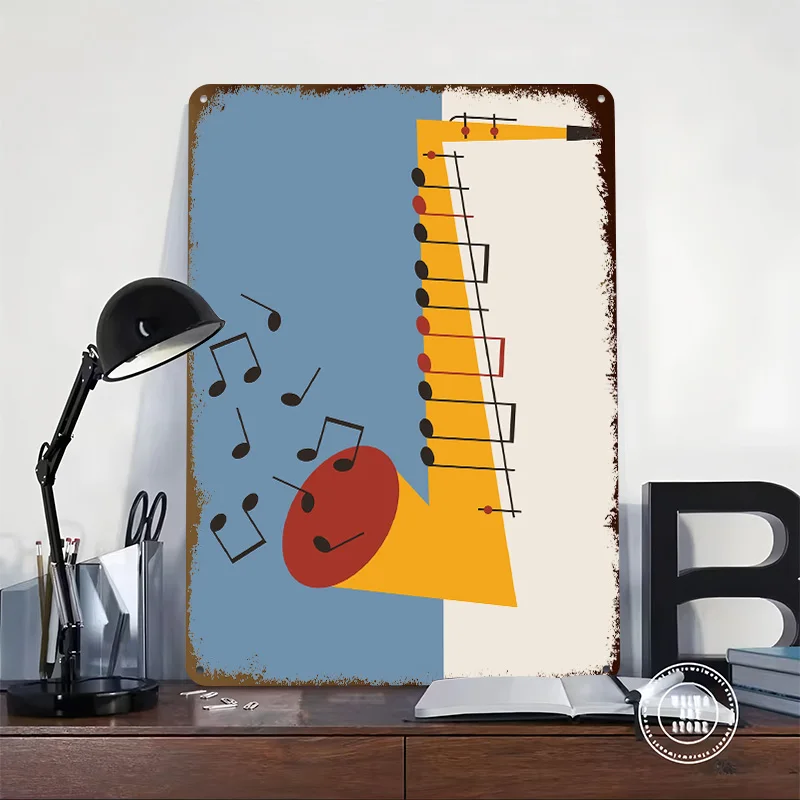 Abstract Saxophone Printing Poster Customized Retro Wall Art Vintage Metal Signs for Home Decorations Decoration Aesthetic House