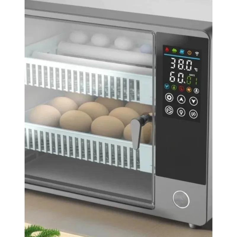 Automatic Egg Incubator 70 Eggs PVC Dual Electric Hatching Machine Automatic Temperature & Humidity Display & Egg Turning