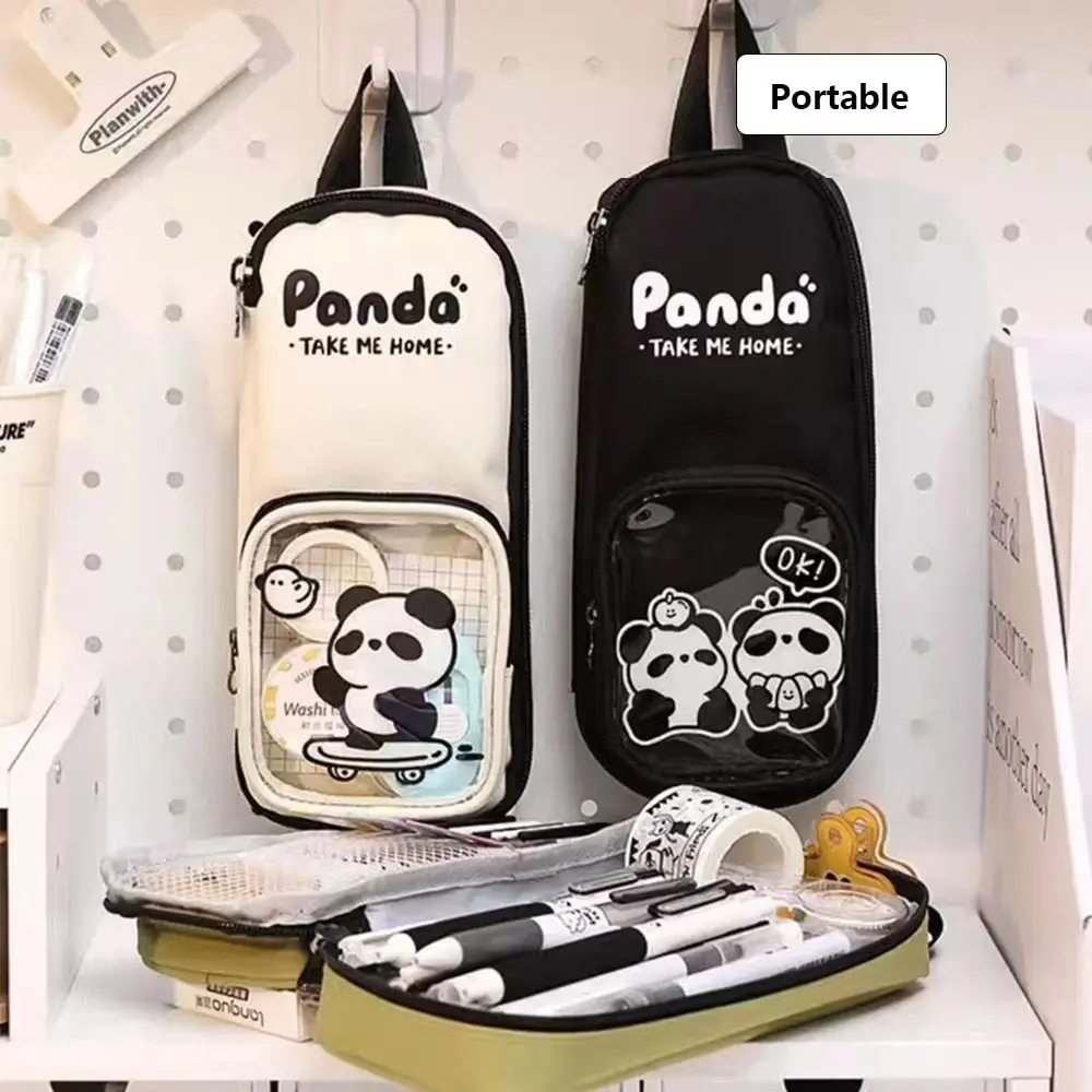 Panda Pen Bag Portable Schoolbag Type Large Capacity Pencil Case Waterproof Cosmetic Bag Boys/Girls