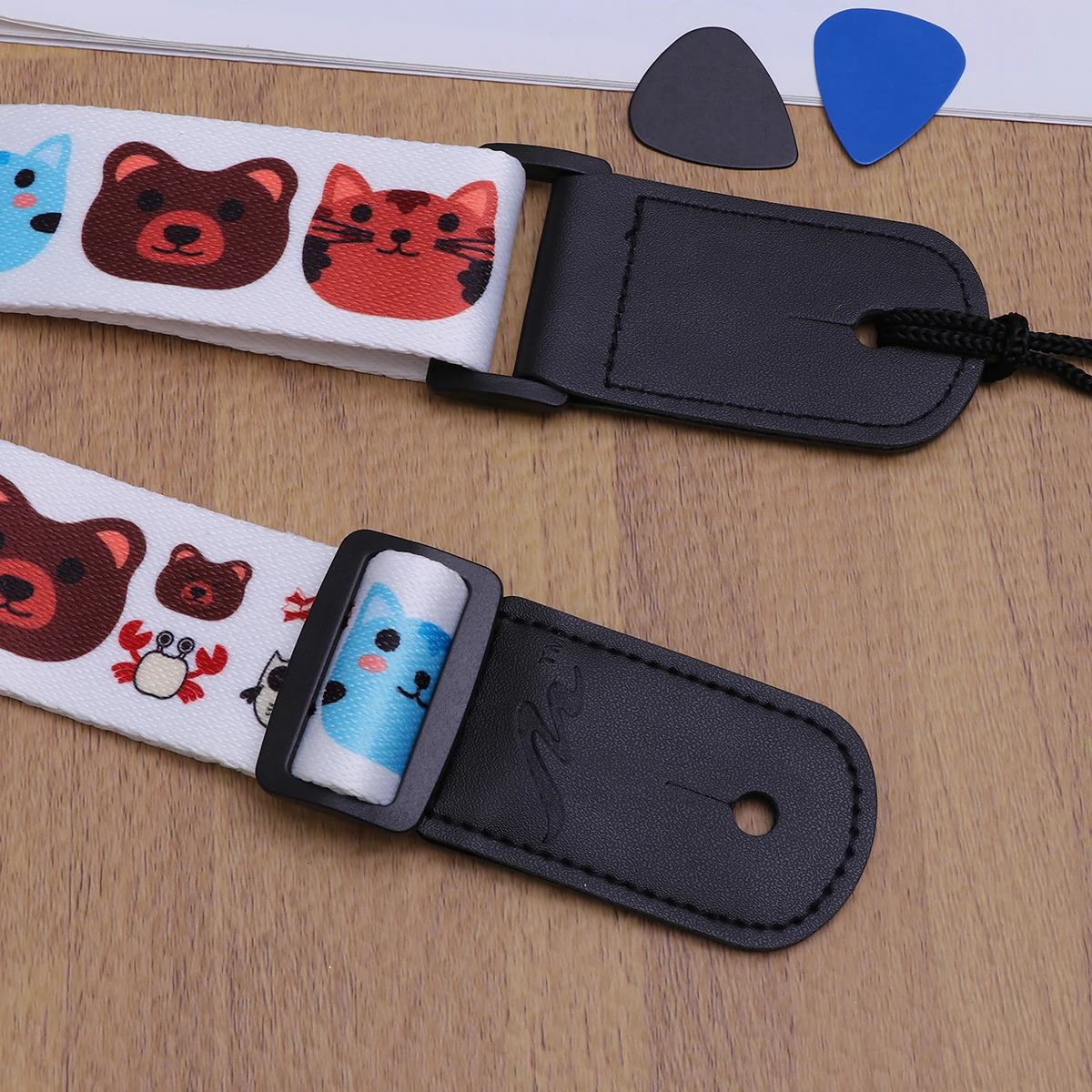 

Cartoon Bear Ukulele Strap Adjustable Polyamide Soft PU Ends Comfortable Guitar Shoulder Strap Cute Animals Design