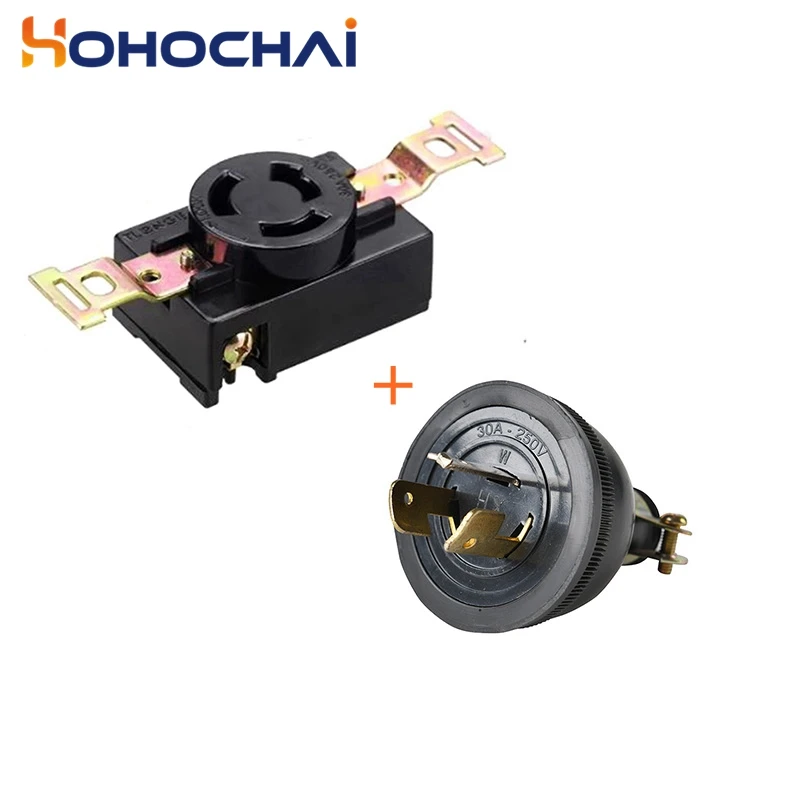 

30A 250V USA 3 pins Plug Socket Industry Power Wired Lock Connector Generator Accessories