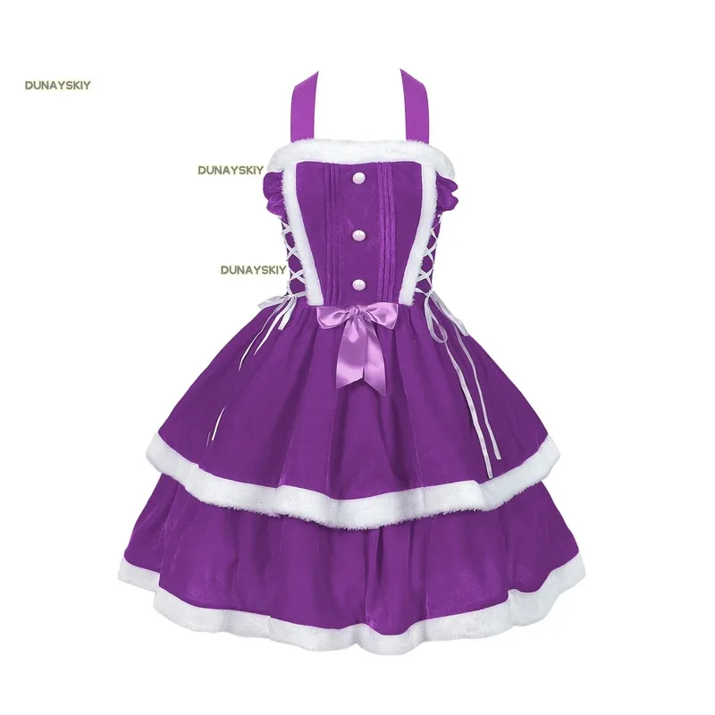 

COSda@ 2025 Uniform Seductive Sexy Maid Clothes Cosplay New Year Christmas Costume 3Colors Shaggy Winter Dr