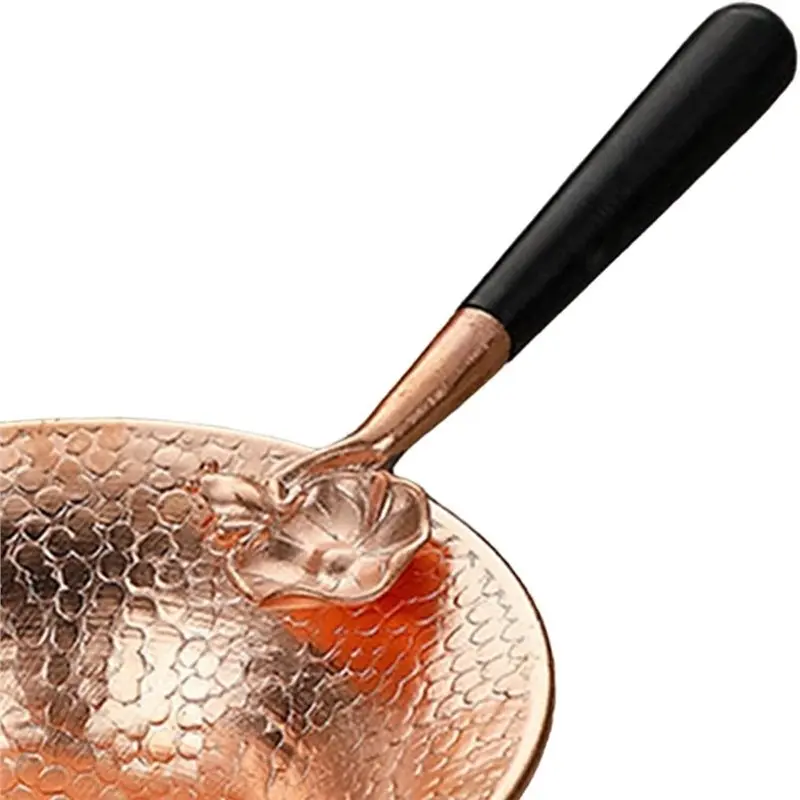 WORTHOWN-Tea Strainer Copper Mesh Tea Infuser Long Handle Fine Loose Leaf Screen Traditional Accessory Lightweightsuitable Lotus