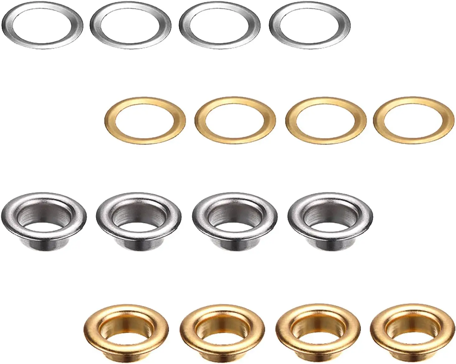 100/200/400 Sets, gemischte 4 Farben, 6 mm (1/4 Zoll) Ösen, Metallösen mit Unterlegscheiben, inklusive 3-teiligem Montagewerkzeug-Set für Lederarbeiten – Detail 5