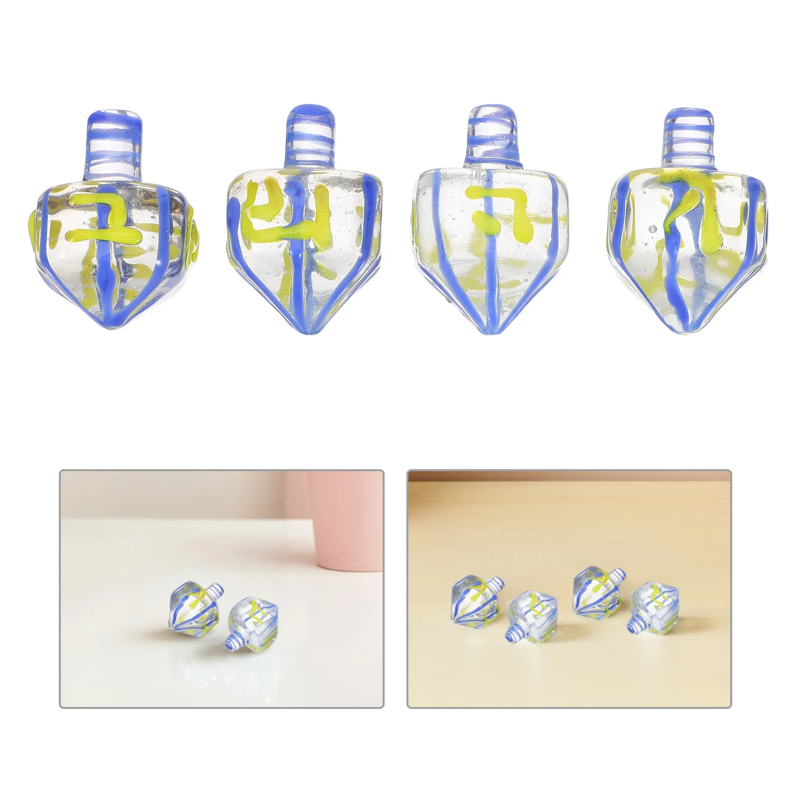 

4Pcs Traditional Hanukkah Dreidel - Unique Glass Dreidel Ornaments Handcrafted for Family Gathering Celebration