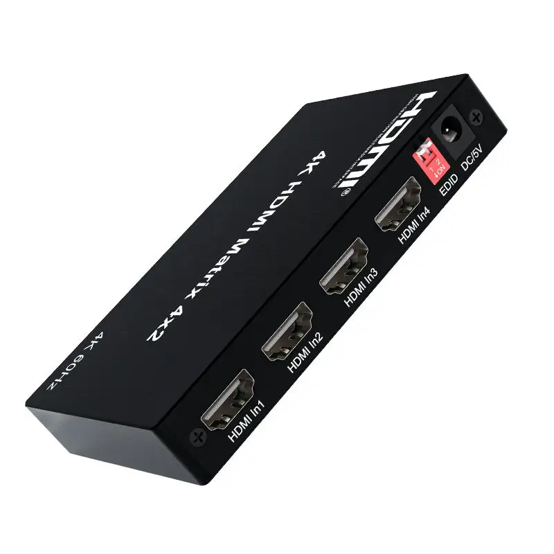 4K HDMI prawdziwa przełącznik macierzy matryca 4x2 2x4 przełącznik HDMI 2 w 4 Out z optycznym i R/L ekstraktor Audio Dolby HDR HDCP2.2