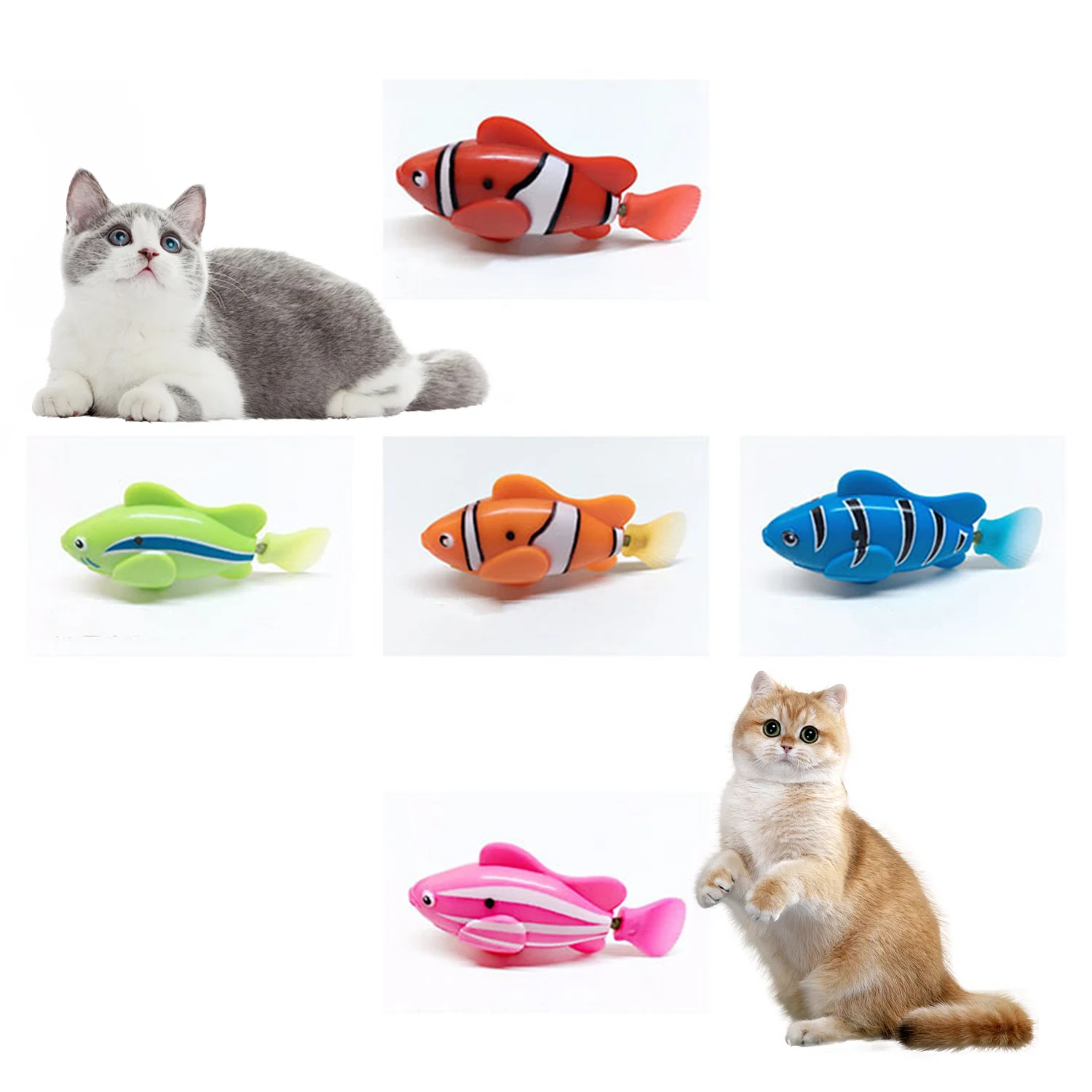 2pcs Cat Toys Artificial Fish Interactive Swimming Fish Toy Activated Swimming Plastic Fish Toy Gift Stimulate Pet Hunter Agency