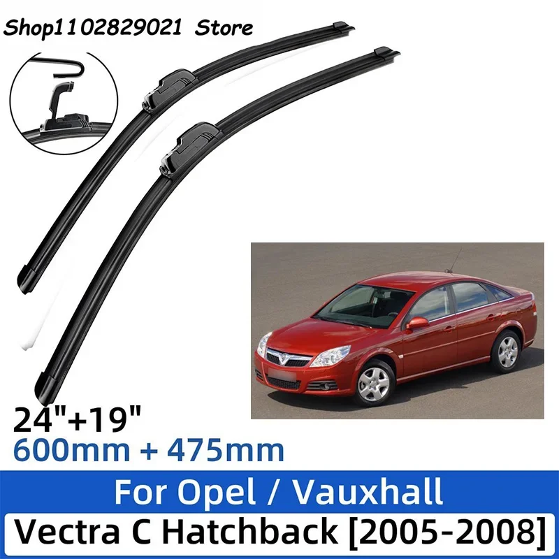 

2PCS For Opel Vectra C Hatchback Liftback 2005-2008 24"+19" Front Rear Wiper Blades Windshield Windscreen Window Cutter