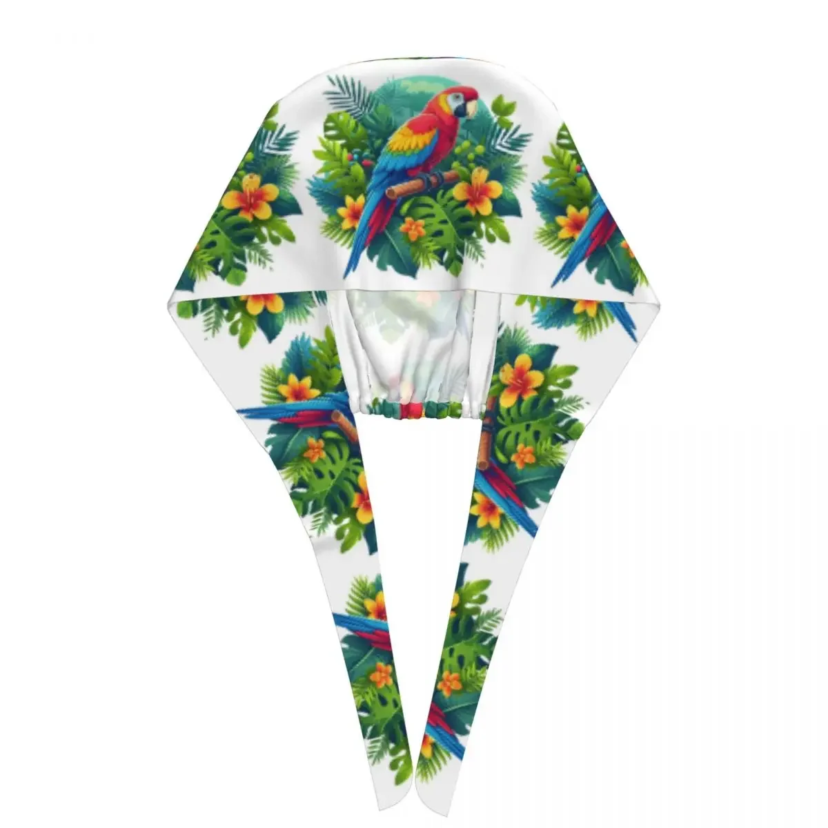 Colorful Tropical Parrot With Flowers Print Scrub Hat Doctor Working Surgical Cap Unisex Adjustable Nursing Caps for Dentist