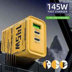 샤오미 메크 스타일 PD USB 3 포트 고속 충전기, 아이폰, 삼성, 화웨이, EU, 미국, 영국 플러그용, 145W 고속 여행 충전기