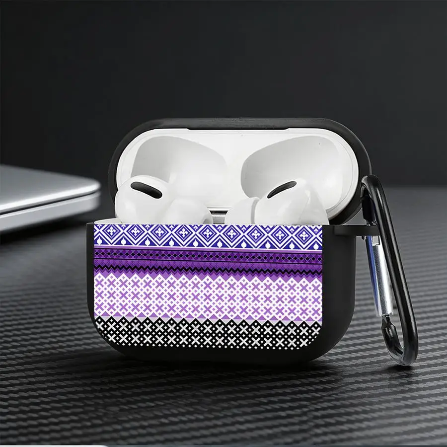 Tribal Geometric Print Case For Airpods 5 Pro2 Pro3 4 3 1 2 Pro Earphone Cases Cover With Hook