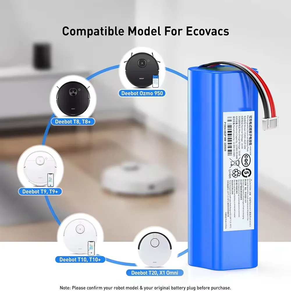 100% NEW For ECOVACS Battery S10-LI-144-5200 12800mAh Robotic Vacuum Cleaner Replacement for X1 T5 T8 T8AIVI MAX T9 12800mAh