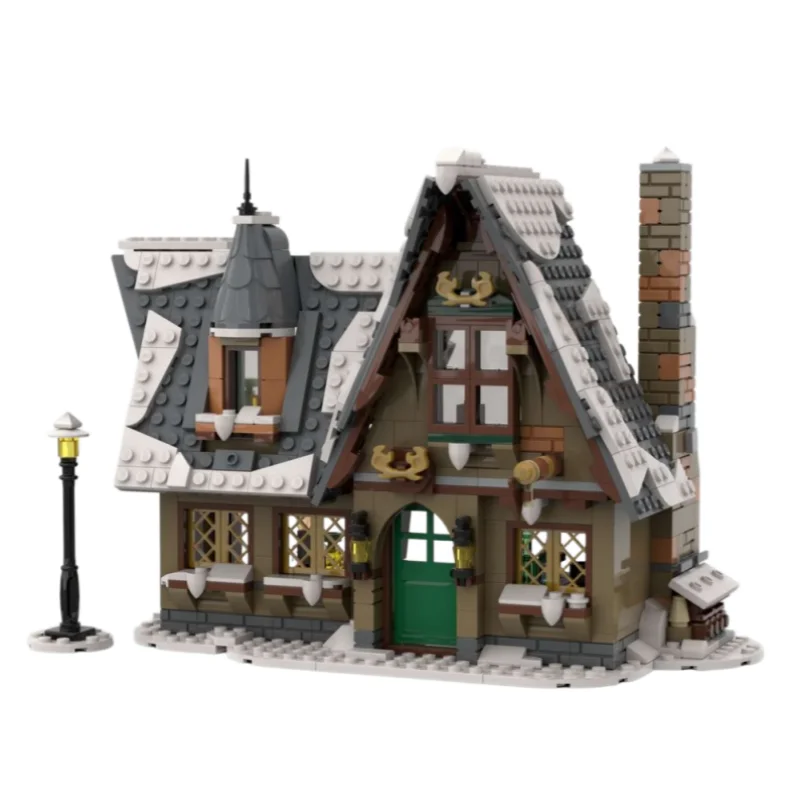 

Новый конструктор MOC: модульный городской пейзаж, зимняя деревня, гостиница, сборная модель, набор строительных блоков, подарок на день рождения для детей