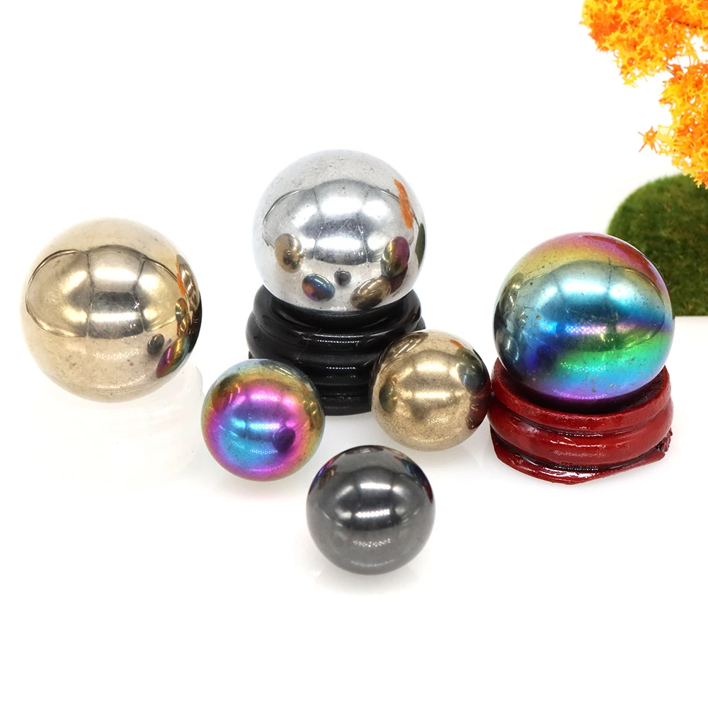 Natural Stones Black Hematite Ball Healing Crystals Reiki Wicca Chakra Gemstone Sphere Specimen Massage Globe Home Decoration