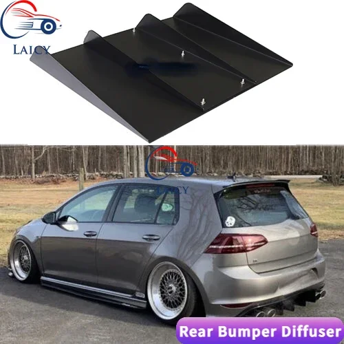 LAICY For Golf MK7 MK7.5 Rear Bumper Diffuser 4-Fin Spoiler Lower Lip Splitter Lower Chin Fins Car Body Kits Black