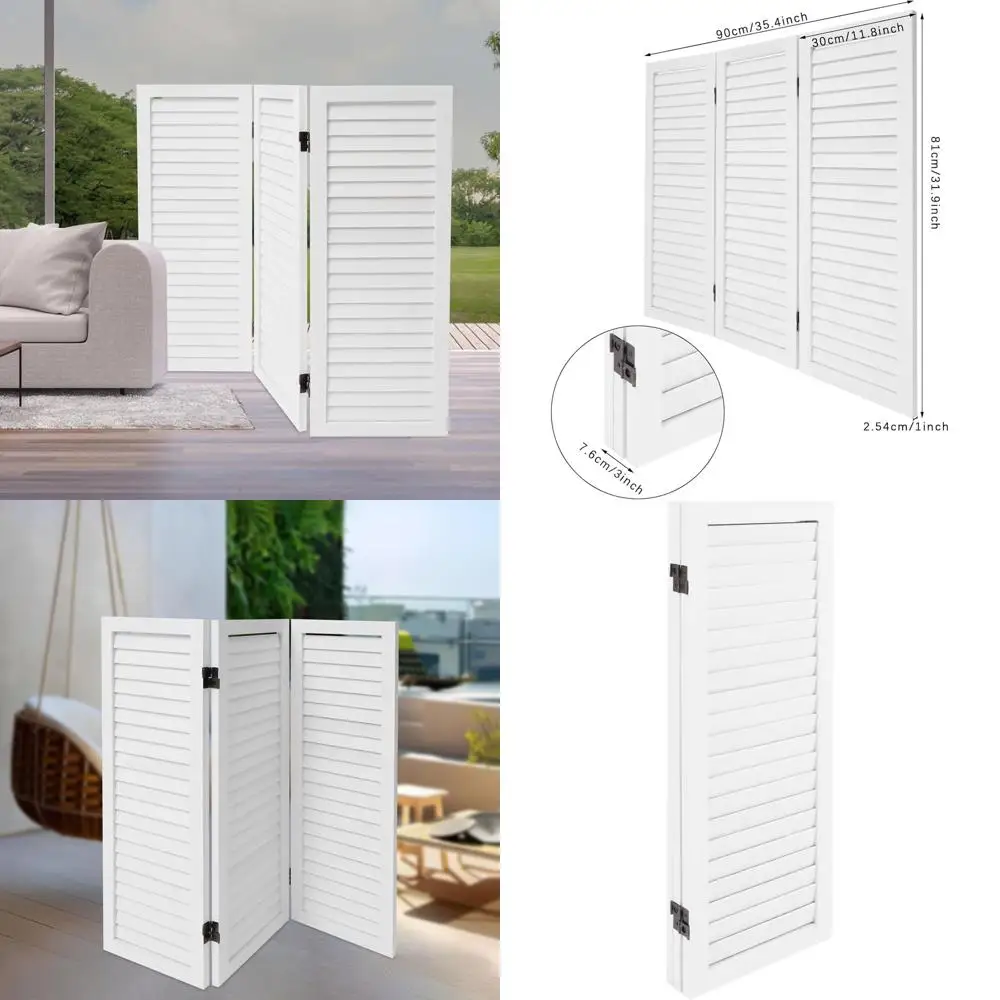 

Складная ширма-перегородка из 3 секций, высота 81 см, портативная ширма для дома и офиса (белая)