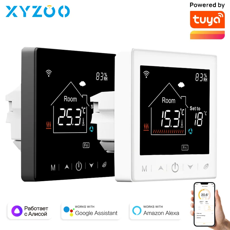 Tuya Smart Home ThermoandreWiFi, chauffage électrique au sol, eau, gaz, bomicrophone, température, télécommande pour Google Alexa Alice