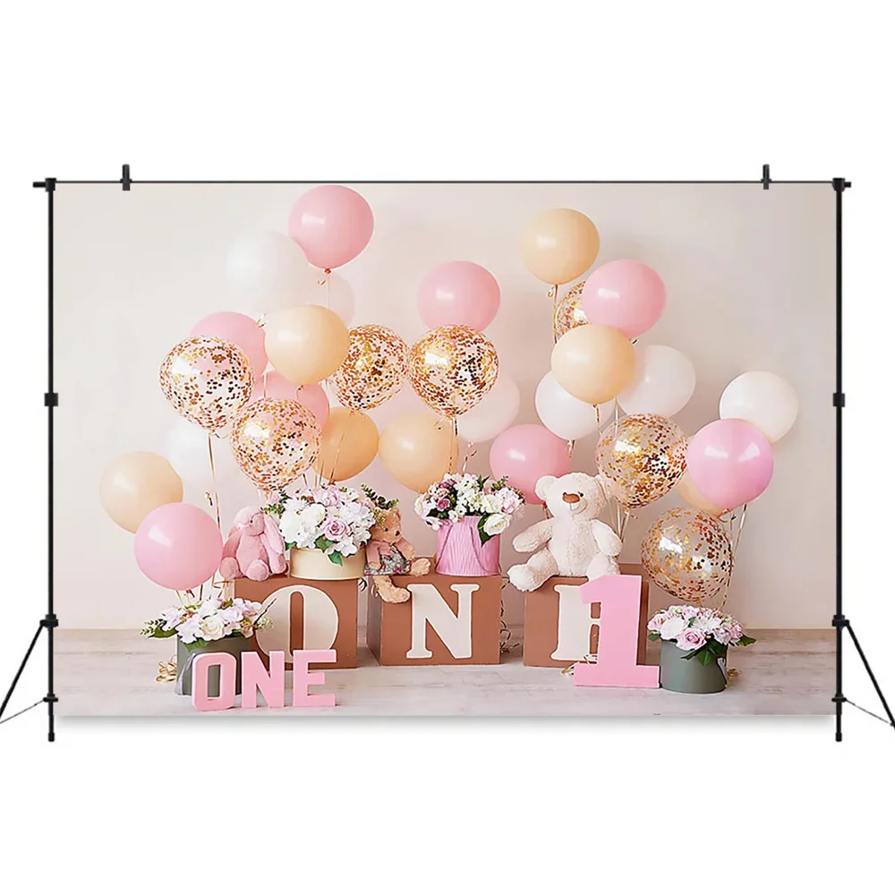 Fondo de fotografía de pastel de 1er cumpleaños, globos para bebé, fondo de fiesta para recién nacido, fondo de pastel para sesión fotográfica de cumpleaños para niña y niño
