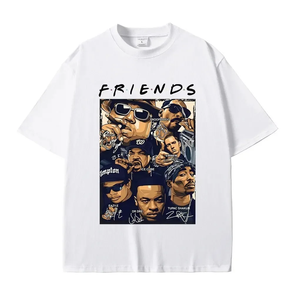 Friends The Notorious Big Biggie Smalls Snoop Dogg Eminem Ice Cube Eazy-E Dr.Dre Tupac 2Pac T-shirt Men Hip Hop Vintage Tshirt