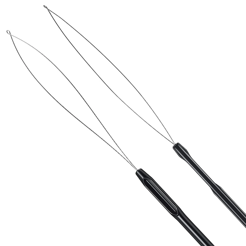 10 pezzi di estensione dei capelli Loop Threader Hook Tool e Bead Tool Black Loop Threader per l'estensione dei capelli o l'estensione delle piume