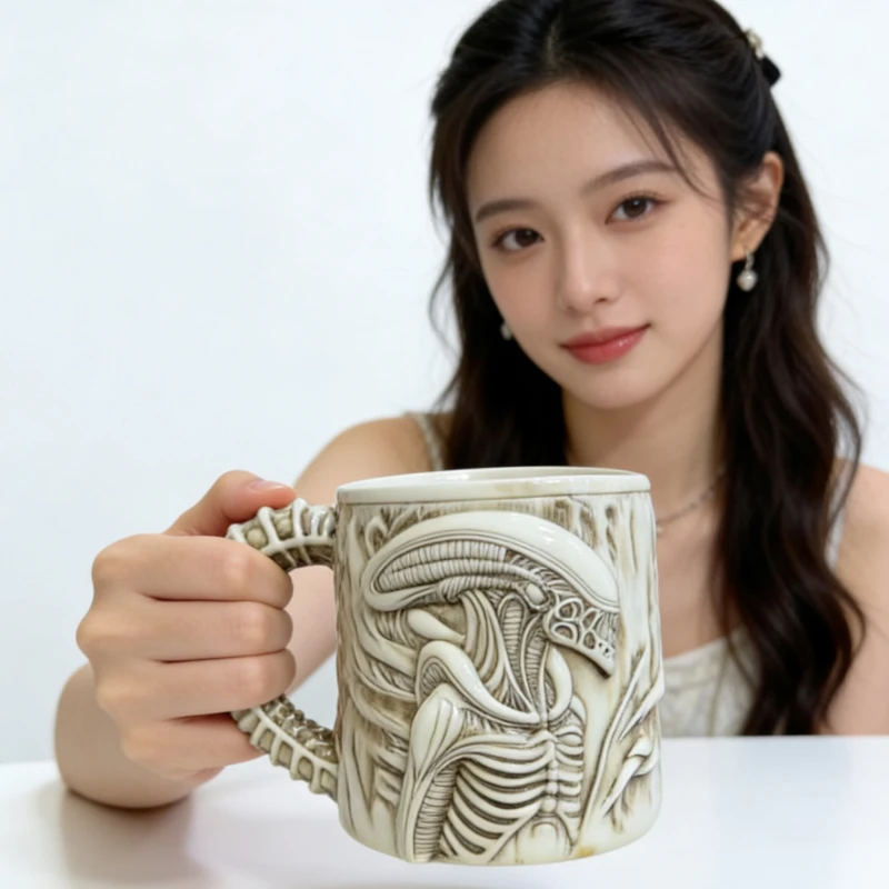 Horror Movie Alien Xenomorph Mug 3D Relief Ceramic Coffee Cup Collectible Gift Coffee Cup Gothic Sci-Fi Novelty Gift