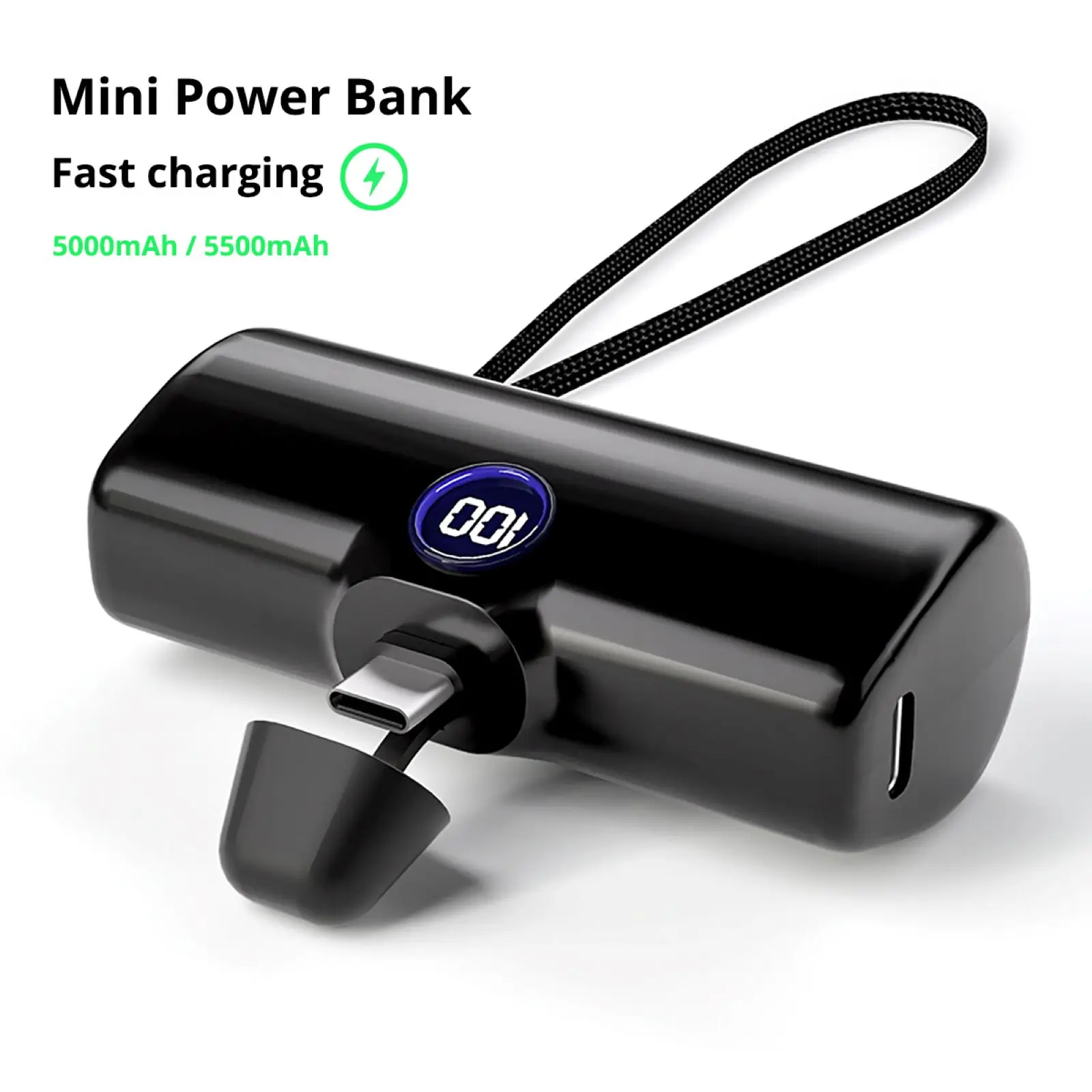 Batería Externa Compacta de Bolsillo, Cargador Portátil de 5000mAh 5500mAh, Batería de Repuesto para iPhone, Samsung, Xiaomi