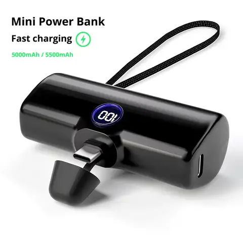 Mini Power Bank tascabile Batteria esterna compatta Caricatore portatile 5000mAh 5500mAh Batteria di ricambio per iPhone Samsung Xiaomi