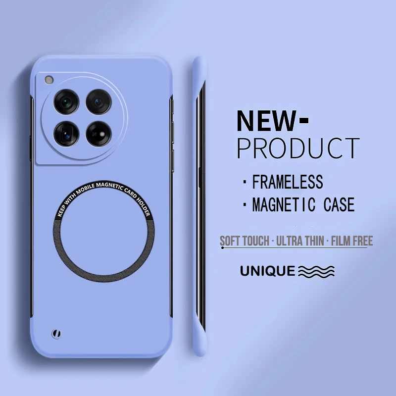 رقيقة جدا الصلب PC المغناطيسي فرملس جراب هاتف ل Magsafe Oneplus 12 12R 11 11R 10T 10R 10 Pro ماتي اللون الصلبة غطاء