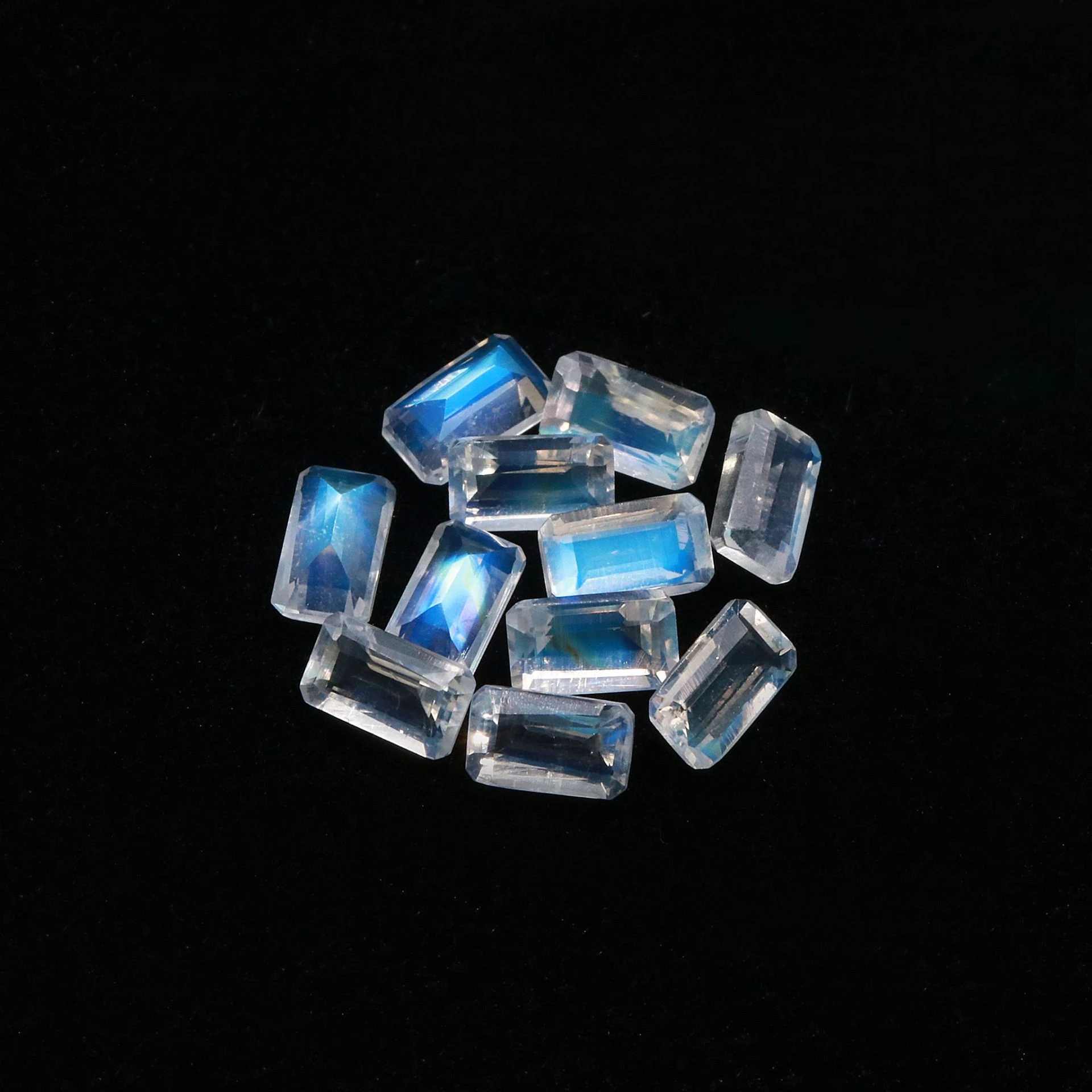 2pcs/Lot Emerald Cut Natural Blue Moon Stone