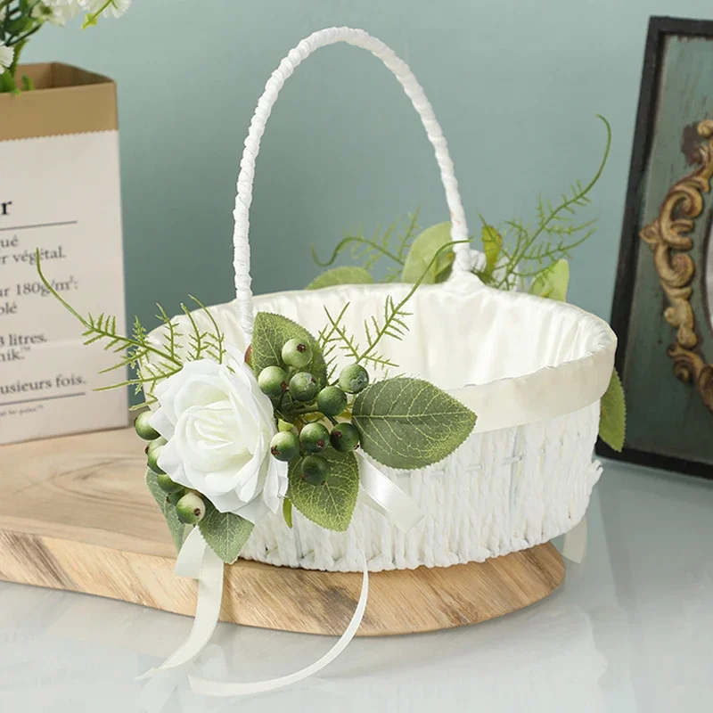 Flower Girl Basket for Wedding Scatter Flower Petal Baskets in The Aisle Wedding Party Table Decoration Home Fruit Candy Basket