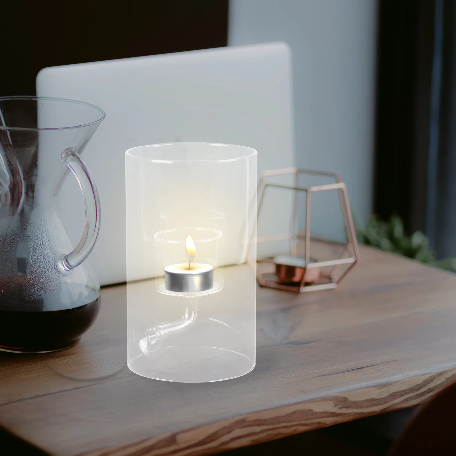 

Glass Shade Cover Open Ended Clear Tube for Candles Windproof Household Cover for Living Room