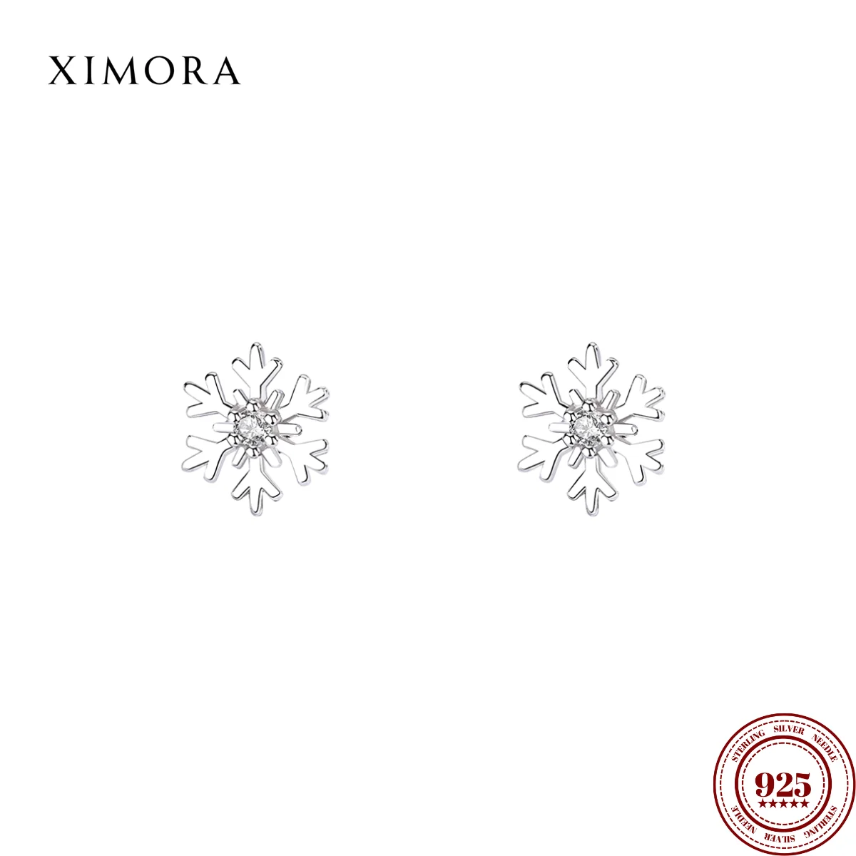

XIMORA S925 Sterling Silver Christmas Snowflake Stud Earrings for Women Simple and Stylish Winter-Themed Elegant Jewelry