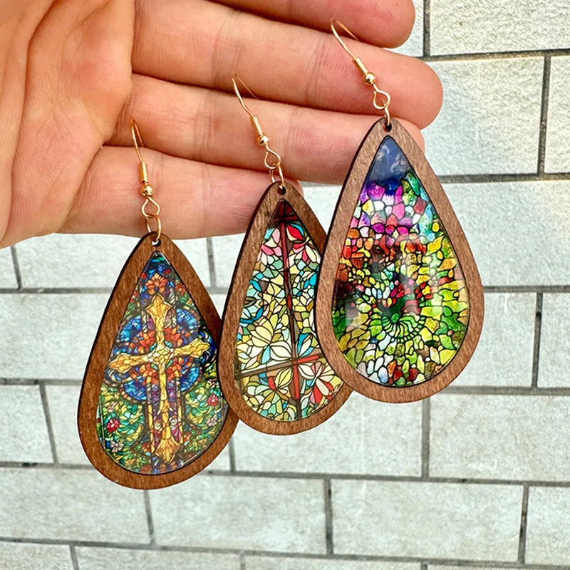 Europe And America Church Style Water Drop Earrings for Women Vintage Simple Acrylic Wooden  Dangle Earring Party Daily Jewelry