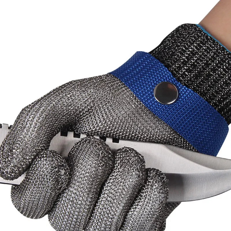 1pc Anti-cut Gloves Stainless Steel Wire Cut-resistant Woven Safety Working Gloves Cutting Fish-killing Metal Iron Gloves