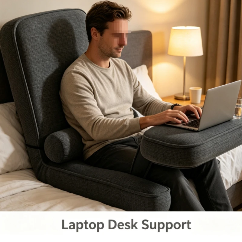 Adjustable Floor Recliner With Lumbar Pillow And Tray For Home Office Or Study Use