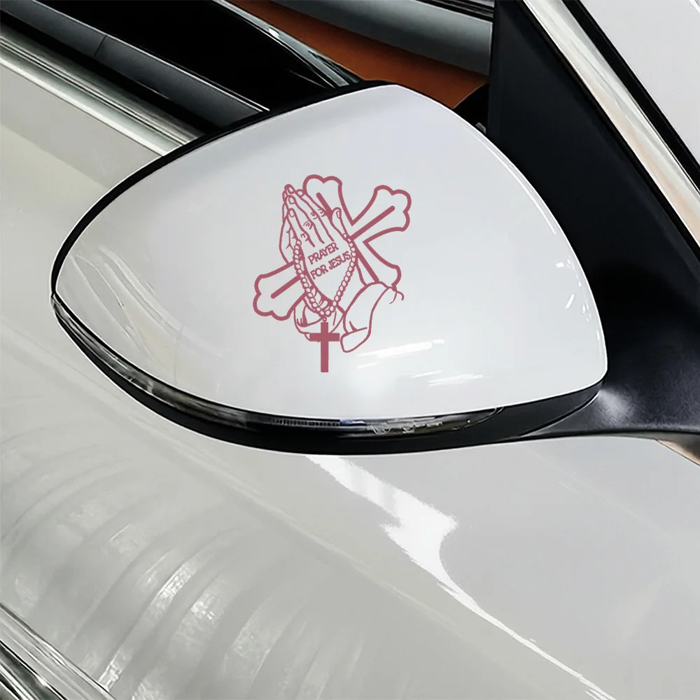 Pearl Cross God Jesus Christ Prayer Gesture Creative&Funny Sticker High Quality for Car Trucks Motorcycl Offroad Vehicle Bicycle