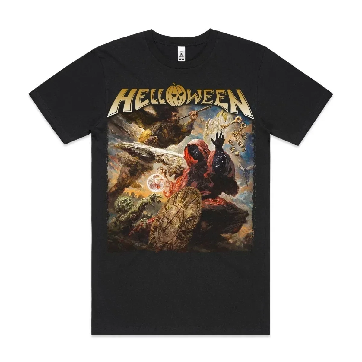 Heavy Metal Helloween T-Shirt Band Family Tee Music T-Shirt Retro Short Sleeve Womens T-Shirt Black Casual Crew Neck Cotton Tee
