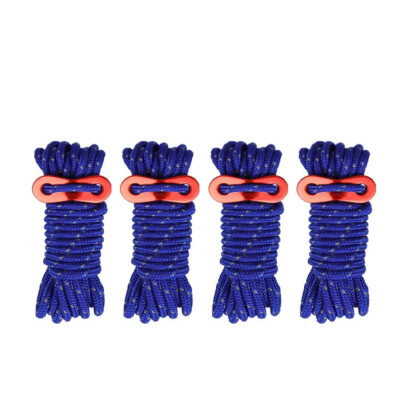 Adjustable Tension Rope Camping Rope Pre-Attached Tension Adjusters Multi Color Reflective Rope Survival Gear Fluorescent Green