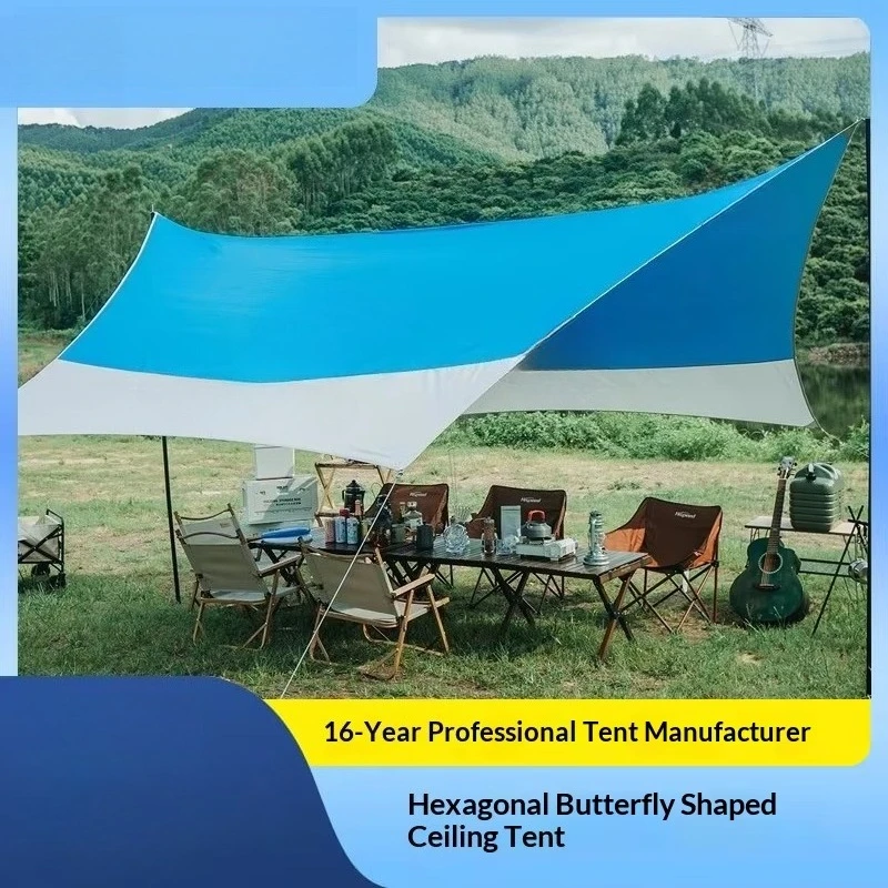 Canopy Tent Outdoor Camping Beach Travel Park Coating Shade Butterfly Pavilion Hexagonal Curtains Full Waterproof Fast Delivery