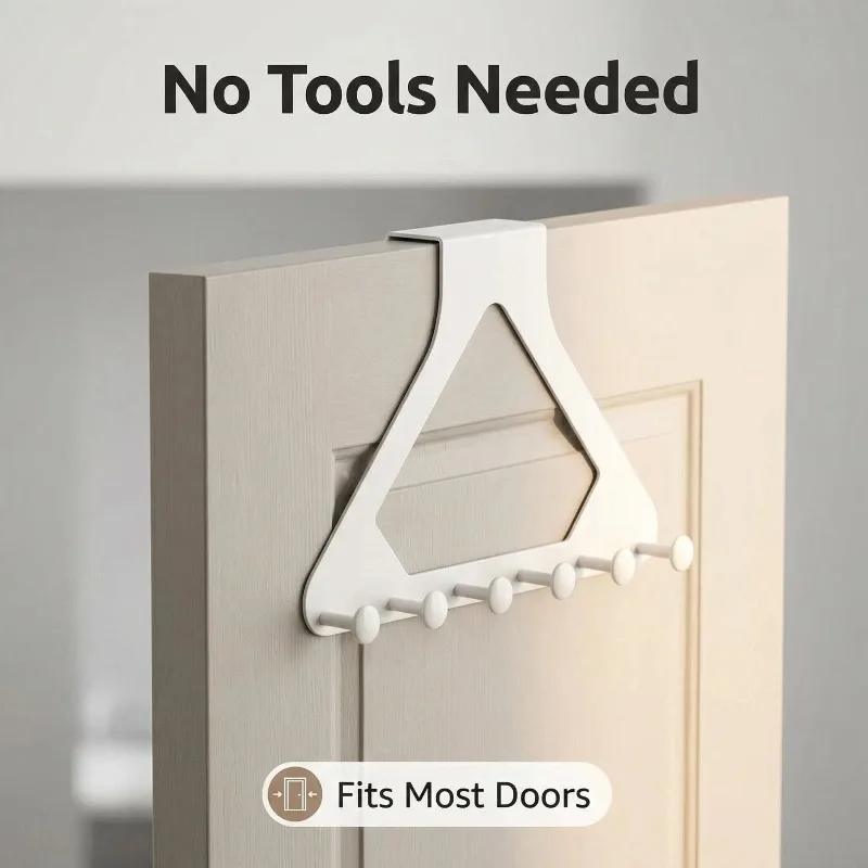 Updated No Punch Triangular Over The Door Hanger Thickened ABS Plastic Strong Stable Load Bearing Holds Clothes Bags Hats