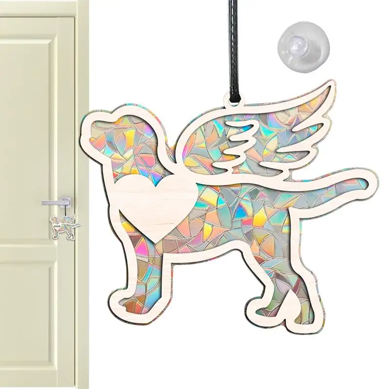 

Pet Loss Sunshine Catcher Wings Dog Pet Memorial Window Sunshine Catcher Dog Modeling Design Decoration Tool For Tree Wall