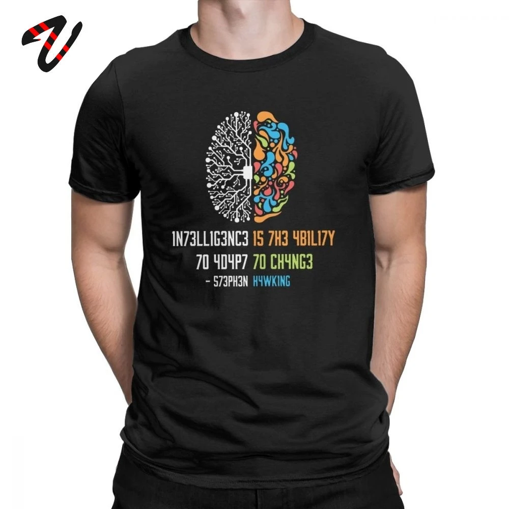 100% Cotton Tee Shirt Intelligence Men T Shirt Intelligence Is The Ability To Adapt To Change Vintage Science Slogan T-Shirt