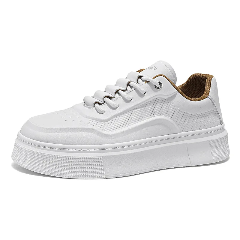 Trendy Men's Streetwear Sneakers, Classic White Platform Skate Shoes, Comfortable Breathable Casual Shoes Teens & Daily Matching