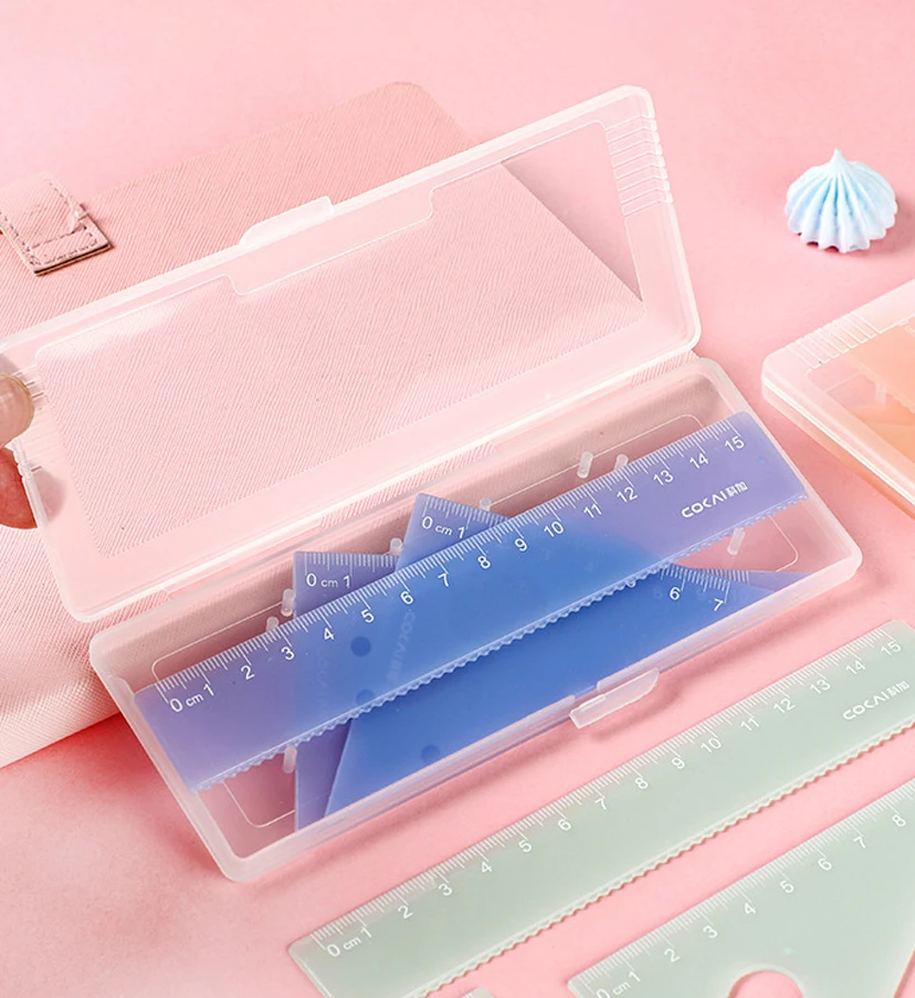 Plastic Ruler Set Long Lasting Protractor Ruler Set 15 Cm Ruler Set Classic Color Scheme For Study Tools Student Use