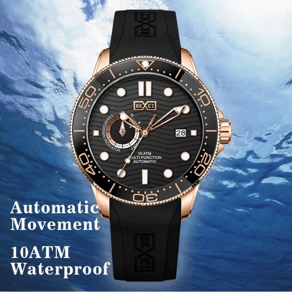 BEXEI  Automatic Mechanical ceramic diving  Watch for men 10ATM waterproof Japan MIYOTA 8217 Movement  luxury Wrist watch 9087